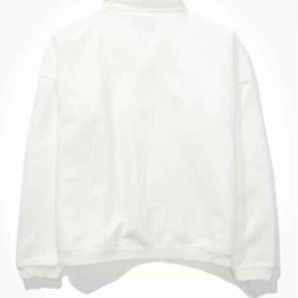 American Eagle Fleece Polo Sweatshirt White Small - Picture 4 of 6
